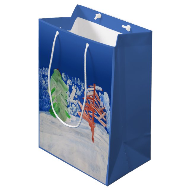 Sac Cadeau Moyen Scène hivernale (Devant Angle)