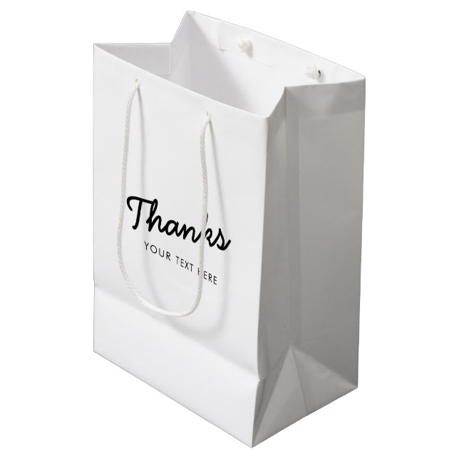 Sac Cadeau Moyen Script de remerciement promotionnel personnalisé d (Devant Angle)