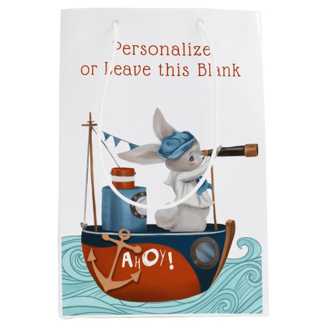 Sac Cadeau Moyen Sea Adventure Nautical Baby Boy Douche (Devant)