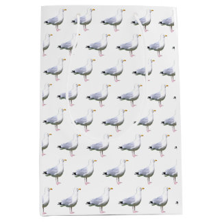 Sac Cadeau Moyen Seagull Standing Blanc