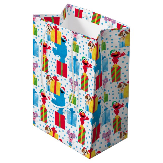 Sac Cadeau Moyen Sesame Street Noël Présente Motif (Dos Angle)