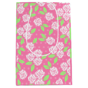 Sac Cadeau Moyen Shabby Chic Rose Fête des mariées Florale Annivers