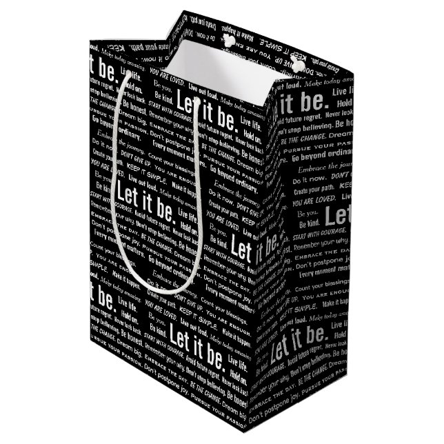 Sac Cadeau Moyen Short Inspirational Quotes On Black  (Dos Angle)