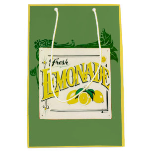 Sac Cadeau Moyen signe vintage citron vert jaune