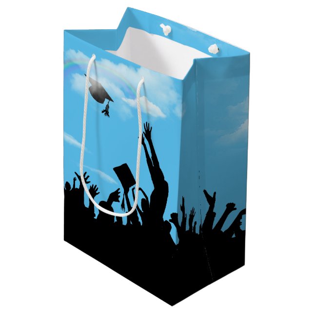 Sac Cadeau Moyen Silhouette avec arc-en-ciel (Devant Angle)