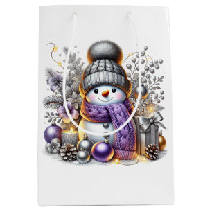 Sac Cadeau Moyen Silver Snowman