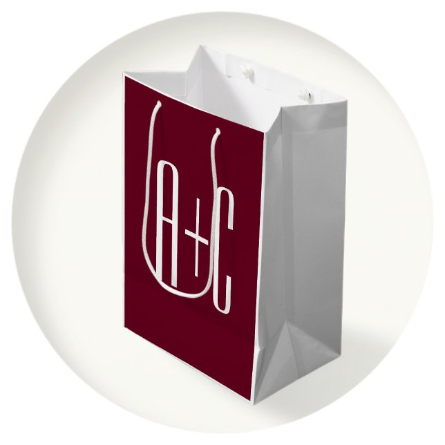 Sac Cadeau Moyen Simple Couples | White & Burgundy (Créateur téléchargé)
