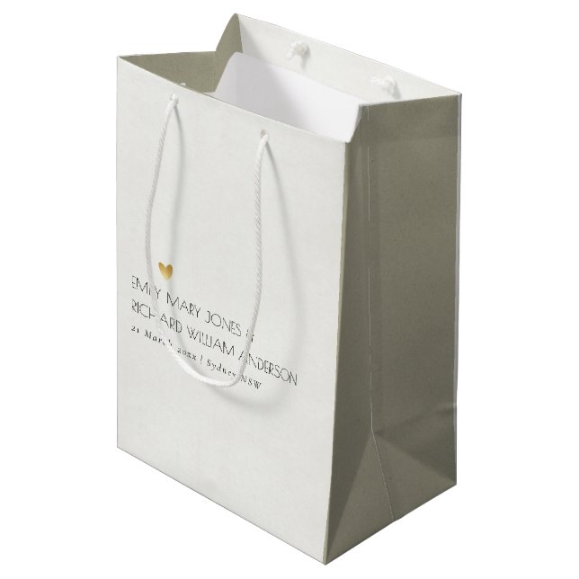 SAC CADEAU MOYEN SIMPLE ÉLÉGANT KRAFT GRAY TYPOGRAPHIE MARIAGE (Devant Angle)