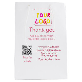 Sac Cadeau Moyen simple minimal add your logo/design here text Q R