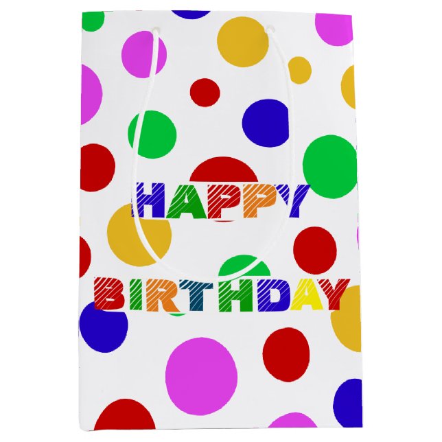 Sac Cadeau Moyen Simple moderne rouge vert Polka dot fête d'anniver (Devant)