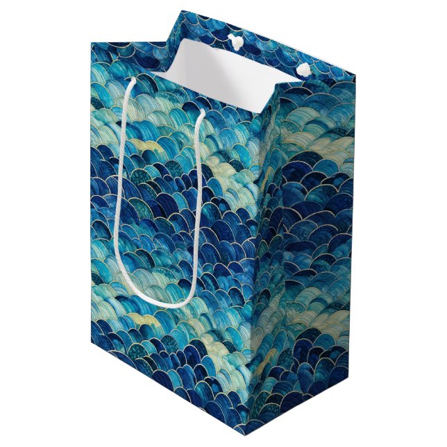 Sac Cadeau Moyen Sirène bleu océan (Devant Angle)