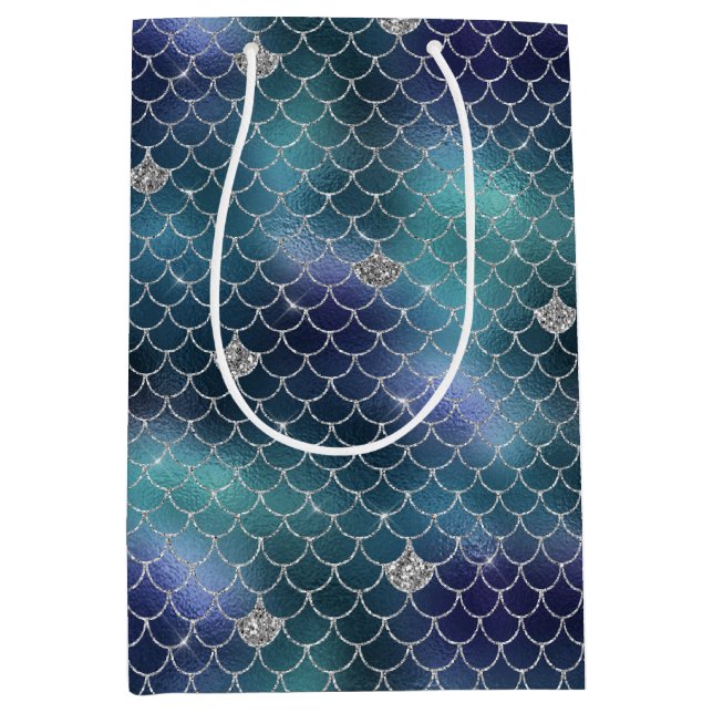 Sac Cadeau Moyen Sirène bleu Silver Aqua (Devant)