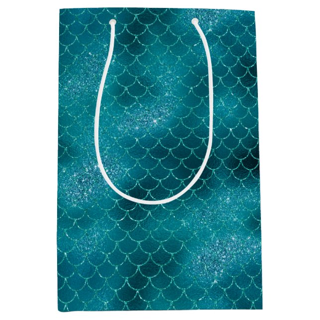 Sac Cadeau Moyen Sirène turquoise Sparkle (Devant)