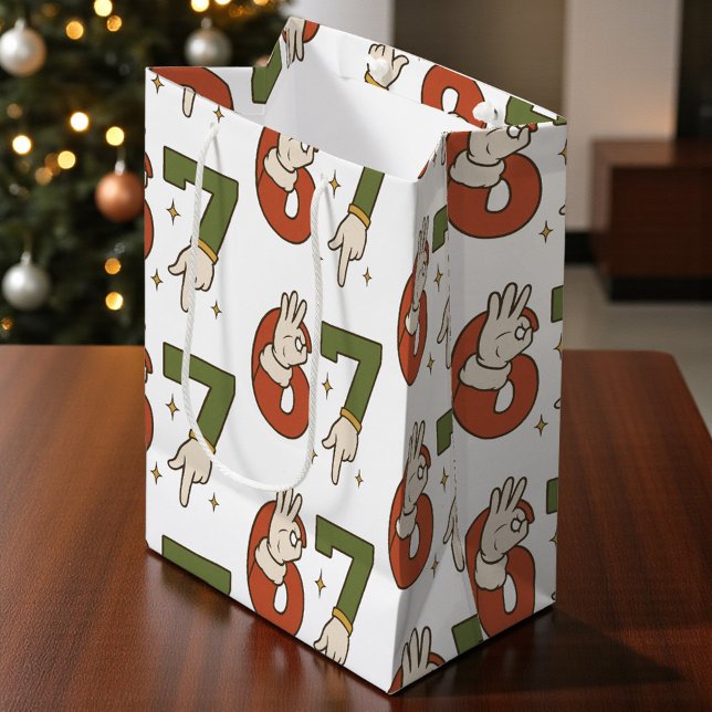 Sac Cadeau Moyen Six Seven 67 6 7 Christmas Santa Elf Meme  (Créateur téléchargé)
