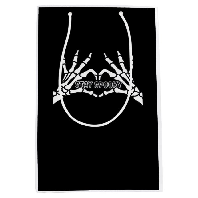 Sac Cadeau Moyen Skeleton Coeur Et Mains Design Classique (Devant)