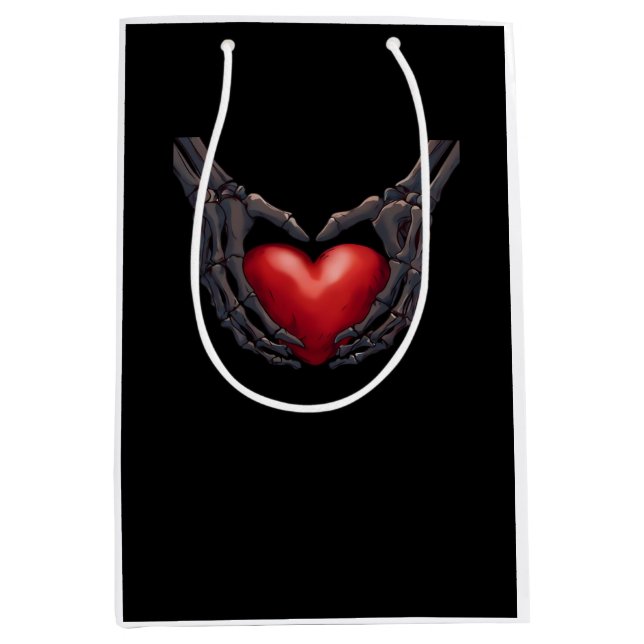 Sac Cadeau Moyen Skeleton Coeur main (Devant)