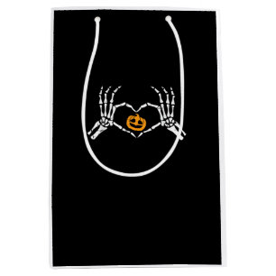 Sac Cadeau Moyen Skeleton Coeur main Halloween Costume Citrouille