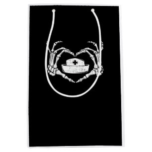 Sac Cadeau Moyen Skeleton Coeur main Lazy Costume d'Halloween Drôle