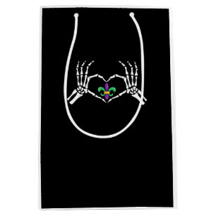 Sac Cadeau Moyen Skeleton Coeur main Mardi Gras