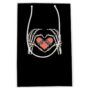 Sac Cadeau Moyen Skeleton Hand Heart Skateboard Valentines Day Funn