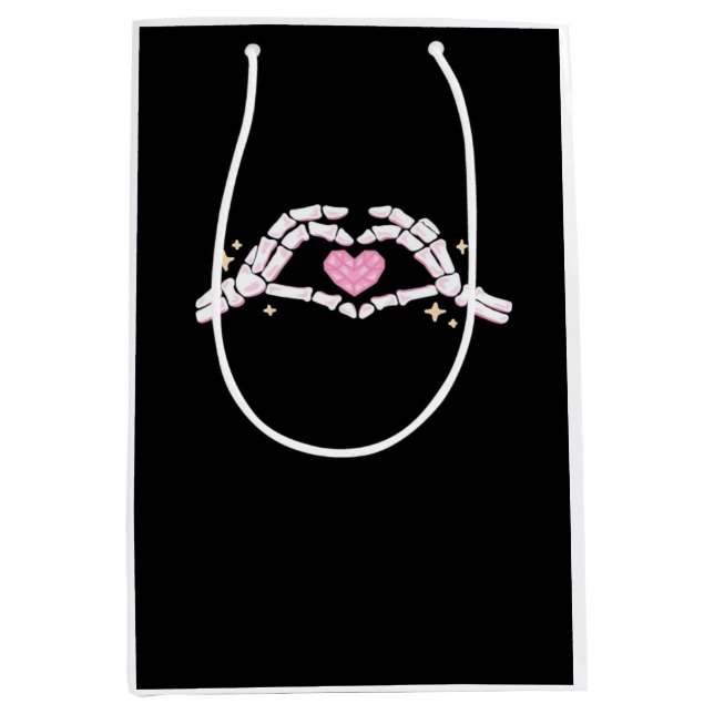 Sac Cadeau Moyen Skeleton Mains Coeur drôle (Devant)