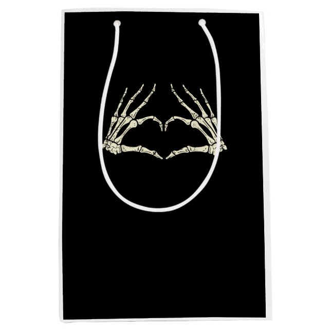 Sac Cadeau Moyen Skeleton Mains Coeur drôle Halloween Hommes Femmes (Devant)