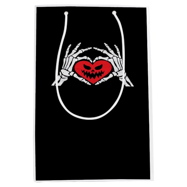 Sac Cadeau Moyen Skeleton Met Un Coeur Halloween Éffrayant (Devant)