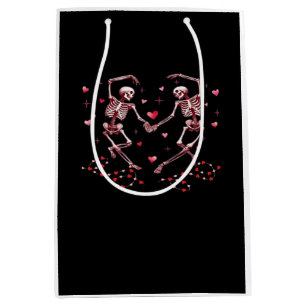 Sac Cadeau Moyen Skeletons tenant les mains Coeur Valentines concep