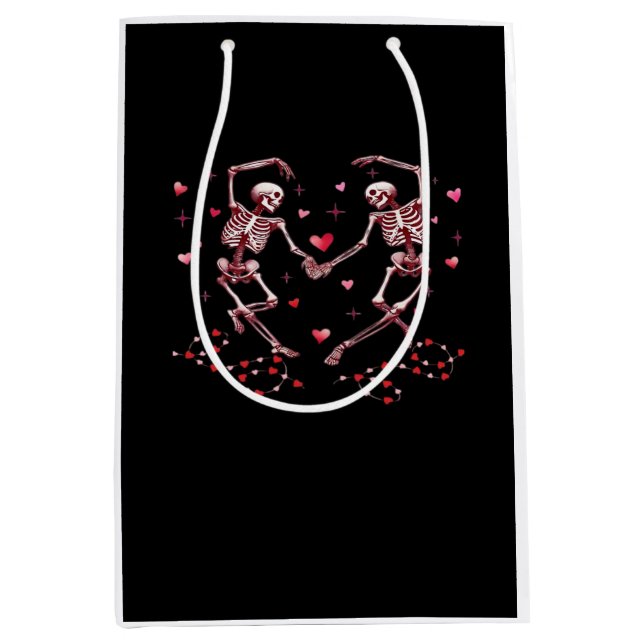 Sac Cadeau Moyen Skeletons tenant les mains Coeur Valentines concep (Devant)
