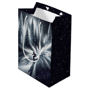 Sac Cadeau Moyen Ski de descente de Noël au clair de lune