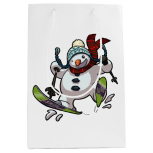 Sac Cadeau Moyen Ski Snowman En Laine Casquette De Noël Cartoon