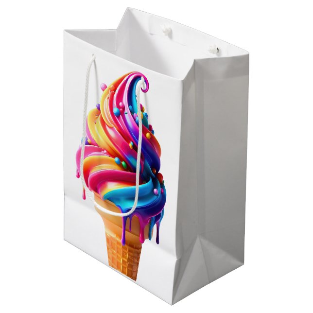 Sac Cadeau Moyen SlipperyJoe's vibrante crème glacée cone classique (Devant Angle)