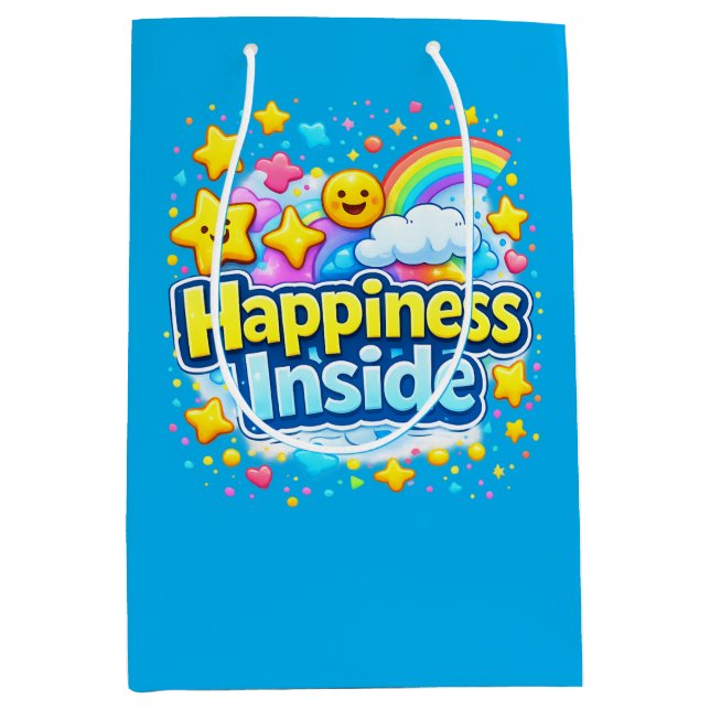 Sac Cadeau Moyen Smile, Happiness is Inside (Devant)