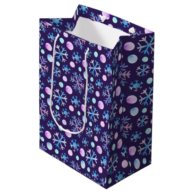Sac Cadeau Moyen Snowflake Christmas Gift Bag (Devant Angle)