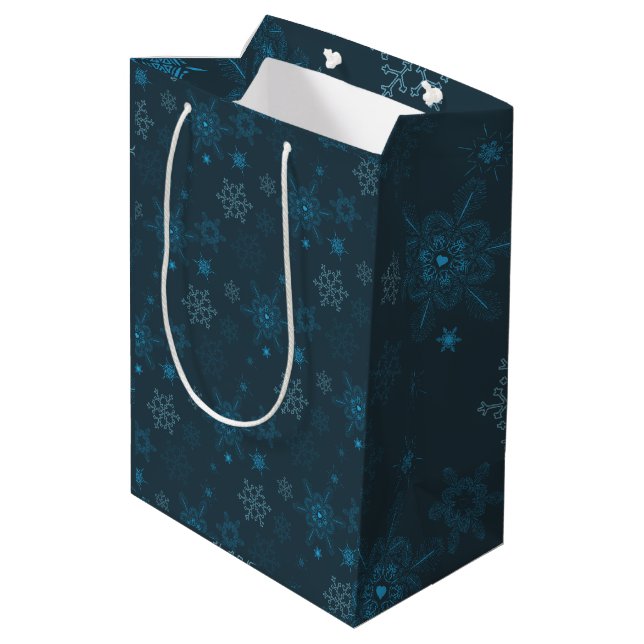 Sac Cadeau Moyen Snowflake hiver bleu sans couture motif (Dos Angle)