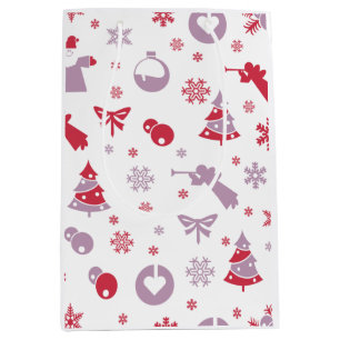 Sac Cadeau Moyen Snowflakes, Angels et Arbres de Noël Motif M