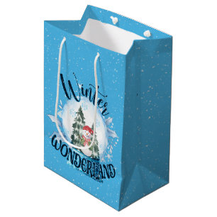 Sac Cadeau Moyen Snowman dans le monde des neiges