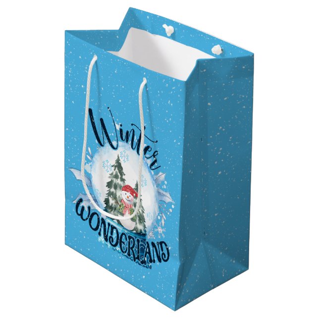 Sac Cadeau Moyen Snowman dans le monde des neiges (Devant Angle)