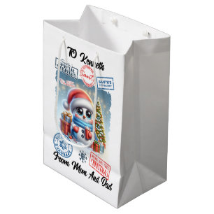 Sac Cadeau Moyen Snowman de vacances joyeuse Père Noël Sack