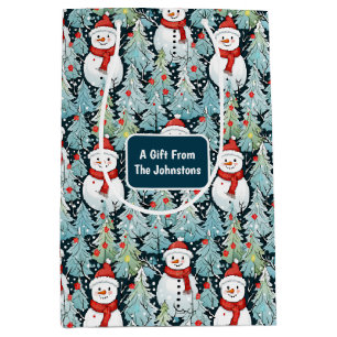 Sac Cadeau Moyen Snowman lors d'un Noël de jour d'hiver Personnalis