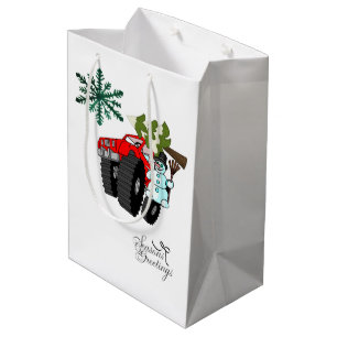 Sac Cadeau Moyen Snowman Noël Joyeuses Fêtes Draps cadeaux