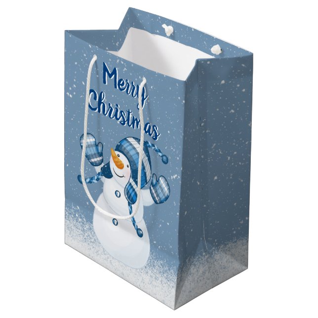 Sac Cadeau Moyen Snowman Snowflakes Sac-cadeau moyen (Devant Angle)