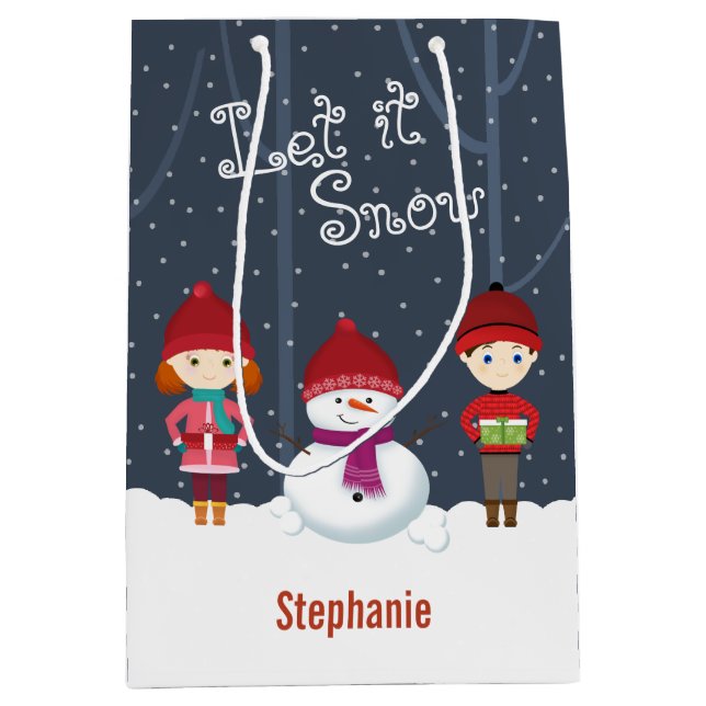 Sac Cadeau Moyen Snowman Winter Wonderland (Devant)