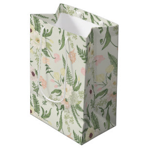 Sac Cadeau Moyen Soft Mint Green Garden Motif