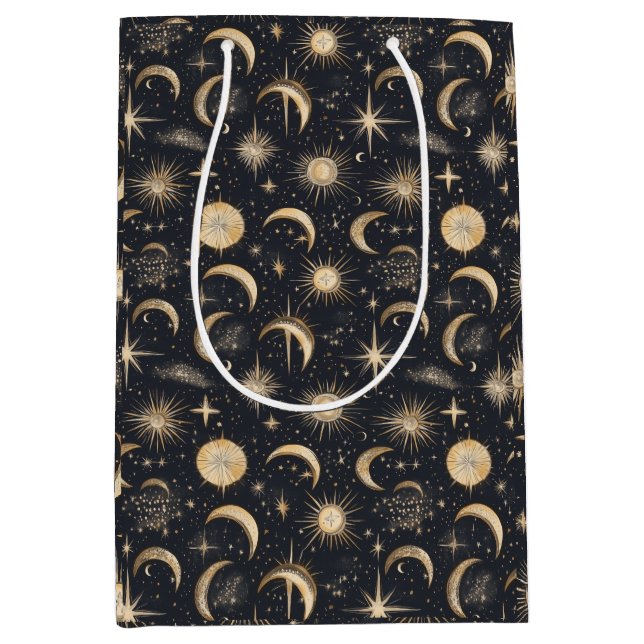 Sac Cadeau Moyen Soleil céleste et étoiles Ciel nocturne (Devant)