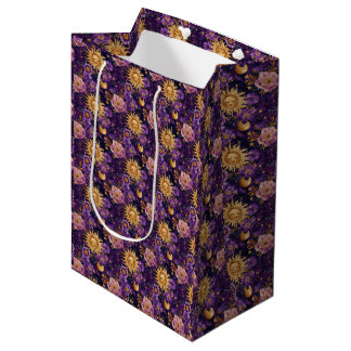Sac Cadeau Moyen Soleil céleste violet et étoile