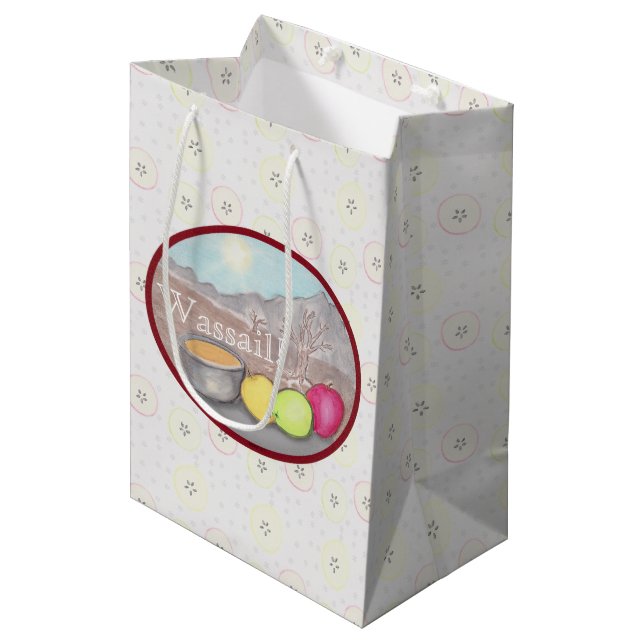 Sac Cadeau Moyen Solstice de Yule de pomme de Wassail (Devant Angle)