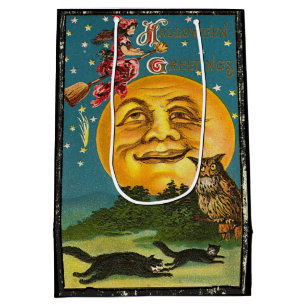 Sac Cadeau Moyen Sorcière de salutations Halloween vintage voler su