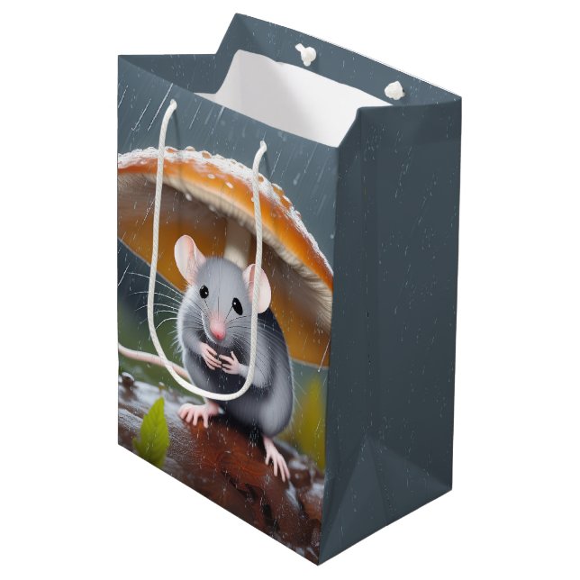 Sac Cadeau Moyen Souris grise sous un tabouret (Devant Angle)