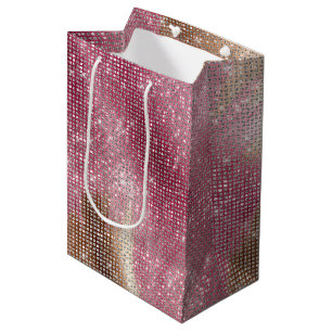 Sac Cadeau Moyen Sparkings Rose Gold Southwest Faux Cowhide Anniver